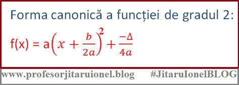 Forma Canonica A Functiei De Gradul 2 Forma canonica a functiei de gradul 2 – #JitaruIonelBLOG -pregatire BAC